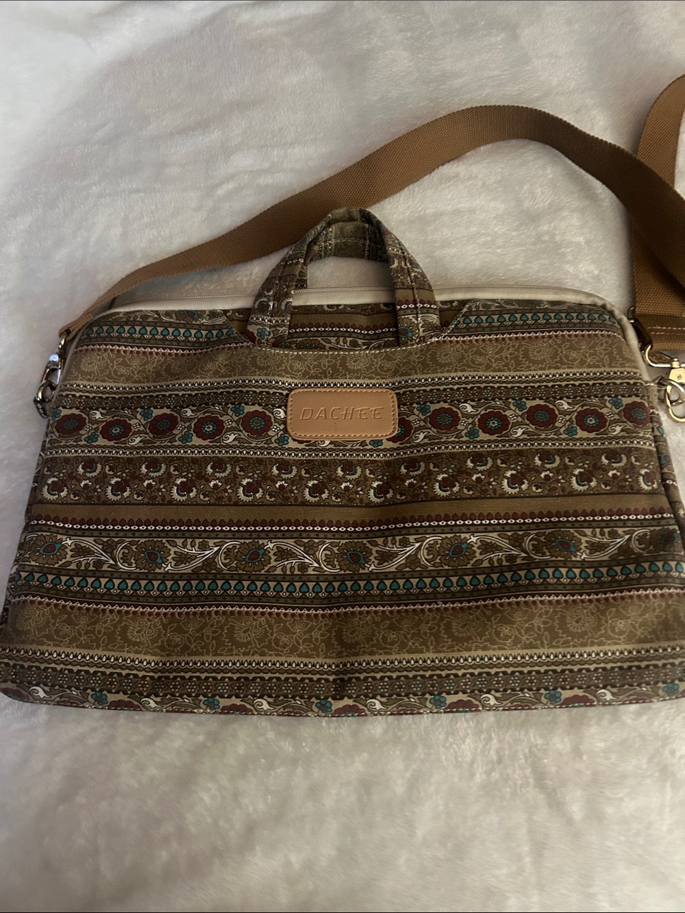 Dachfee Patterned Brown Laptop/Briefcase Bag